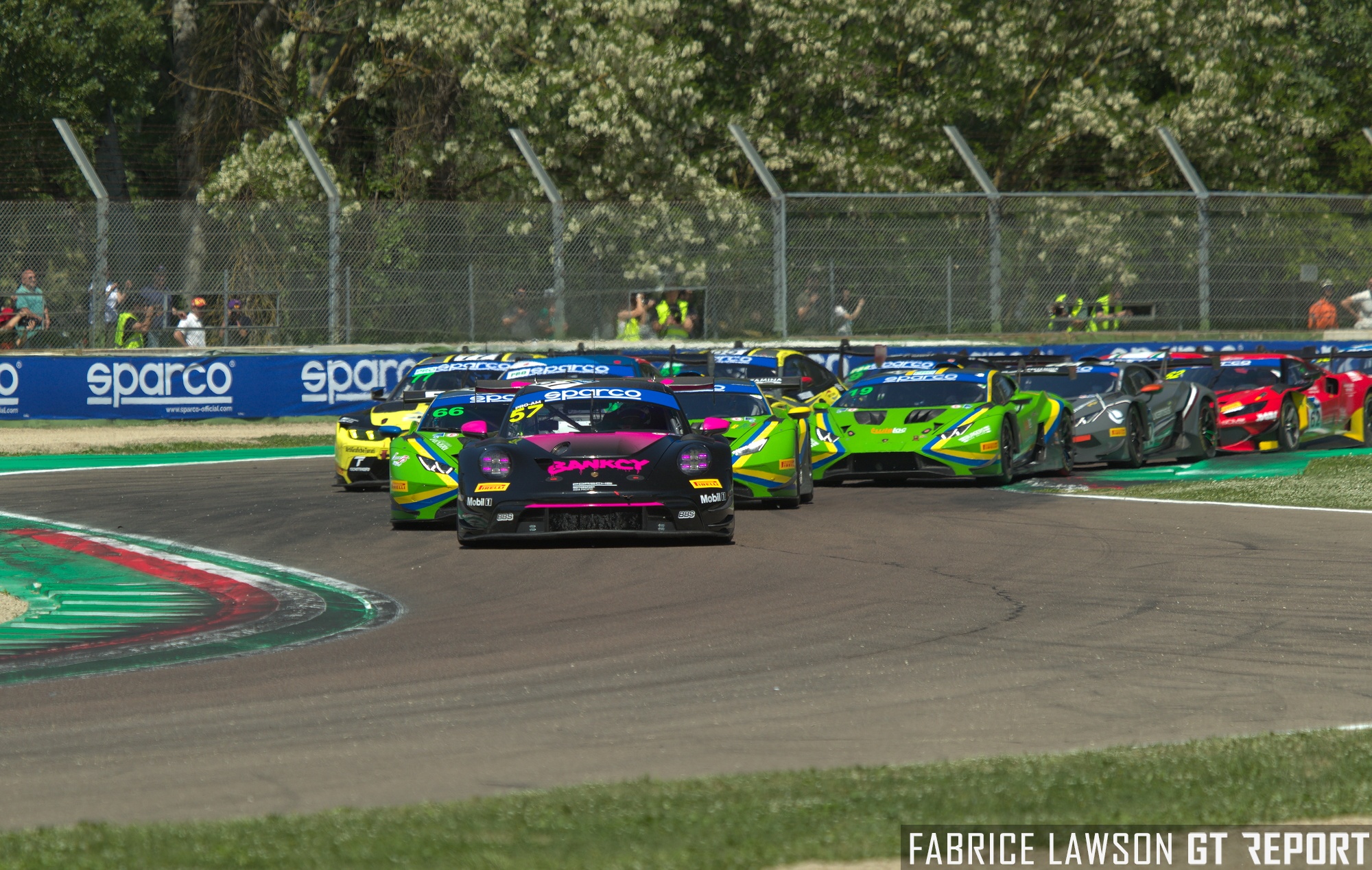 Harry King leads Italian GT Championship (CIGT) Sprint Race 2 at Imola 2026.